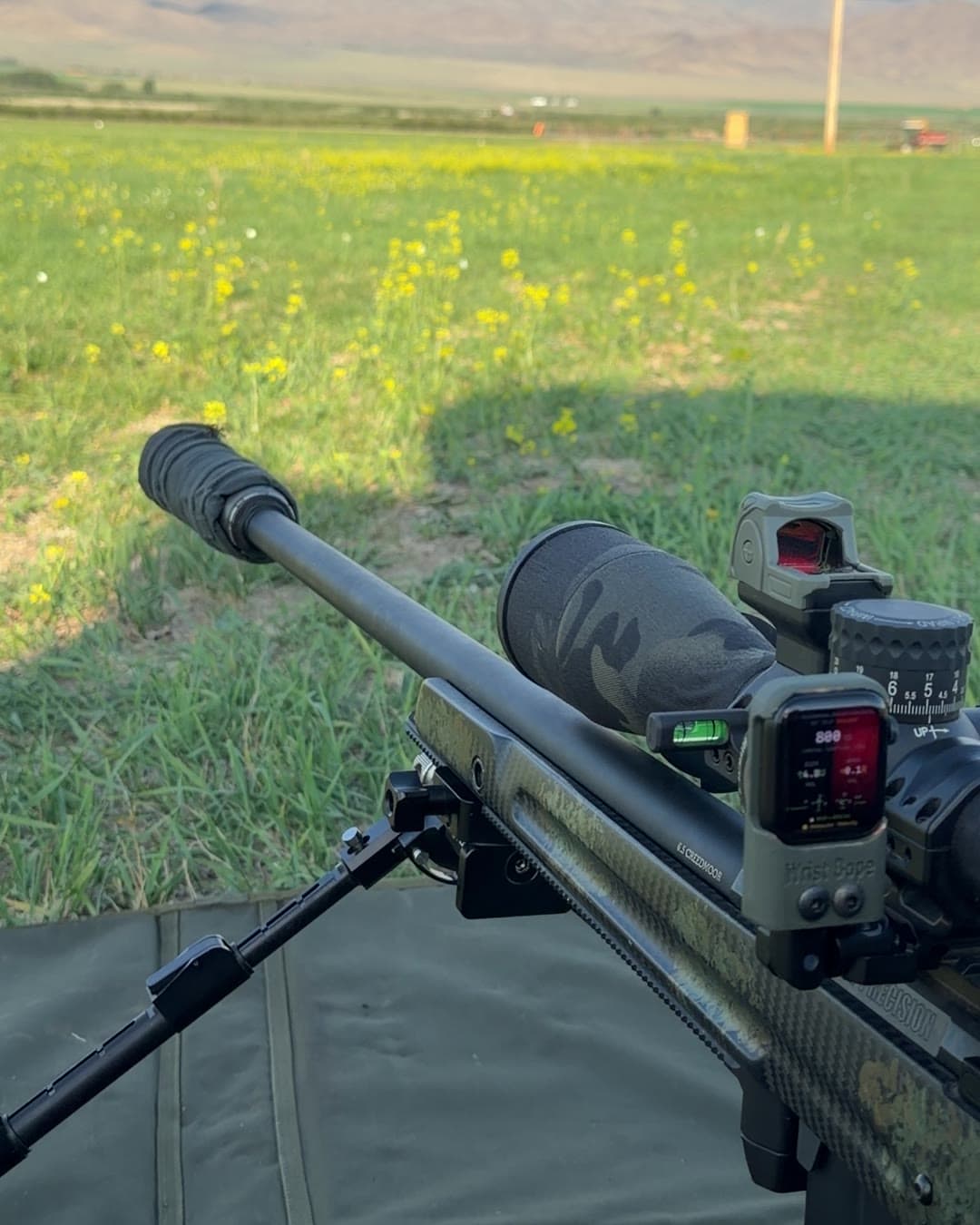 Bolt gun — scope mount — Mounted at the scope with the anti-cant level running.